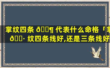 掌纹四条 🐶 代表什么命格「掌 🌷 纹四条线好,还是三条线好」